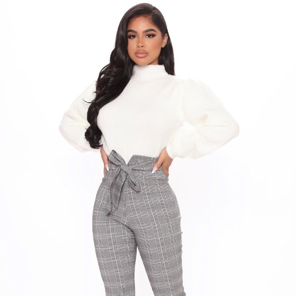 Get Knit Right Puff Sleeve Sweater - Ivory - Picture 2 of 4